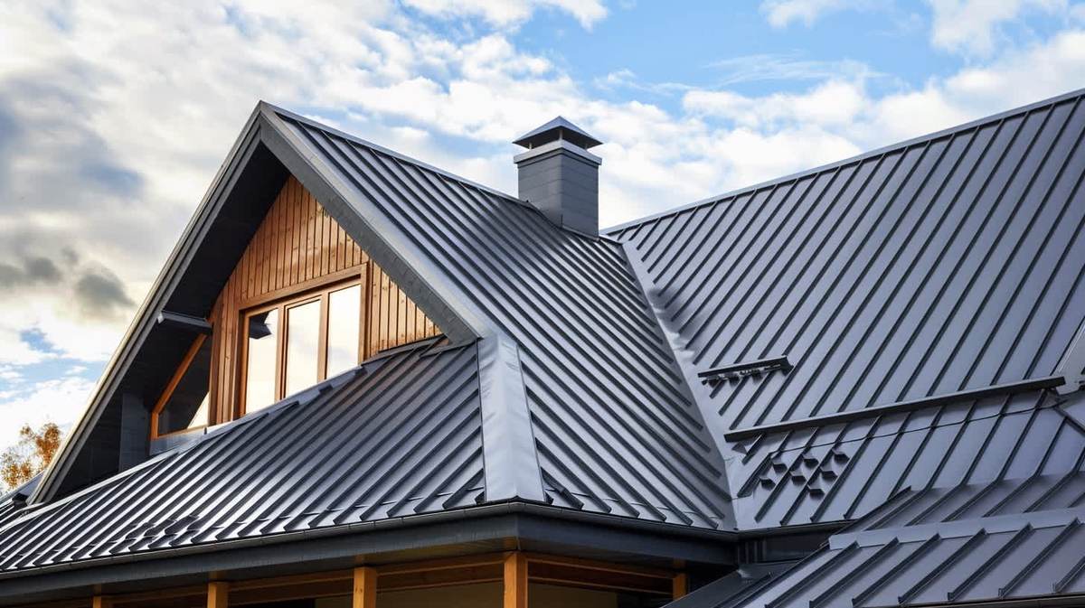 Hatay EPDM Kauçuk Çatı – antrasit kenet sistem metal çatıyla kaplanmış müstakil ev